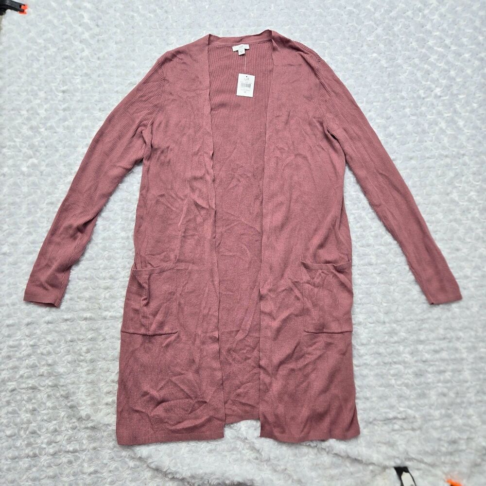 J.Jill Sweater Womens M Pink V-Neck Long Sleeve Open Stretch Cardigan